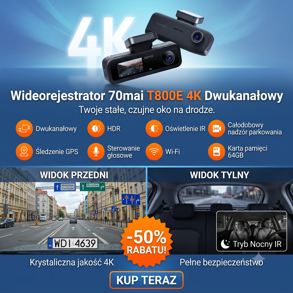 Kamera samochodowa 4K, przód i tył, wnętrze, 3-kanałowa kamera samochodowa, kamera samochodowa z GPS, Wi-Fi 6, sterowanie głosowe, monitor parkowania, noktowizor, nagrywanie w pętli, karta SD 64GB w zestawie (T800E)